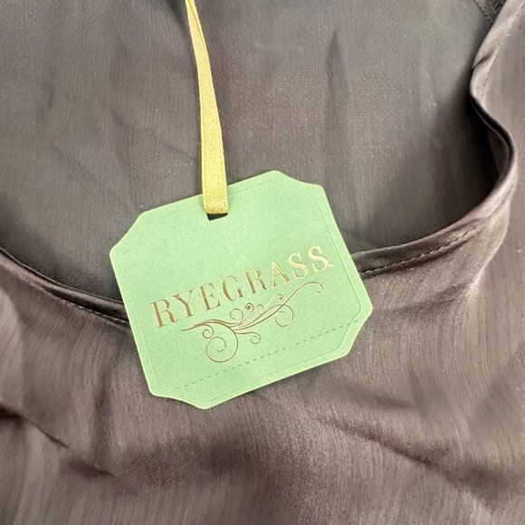 NEW Ryegrass Silky Top Brown Lace Sleeves Round Neck $60 Small Blouse Semi-sheer - Picture 8 of 10